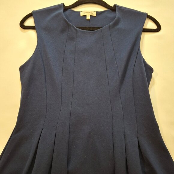 Monteau Los Angeles High Scoop Neck Fit & Flare Dark Blue Dress Size M Sleeveles - Picture 2 of 16